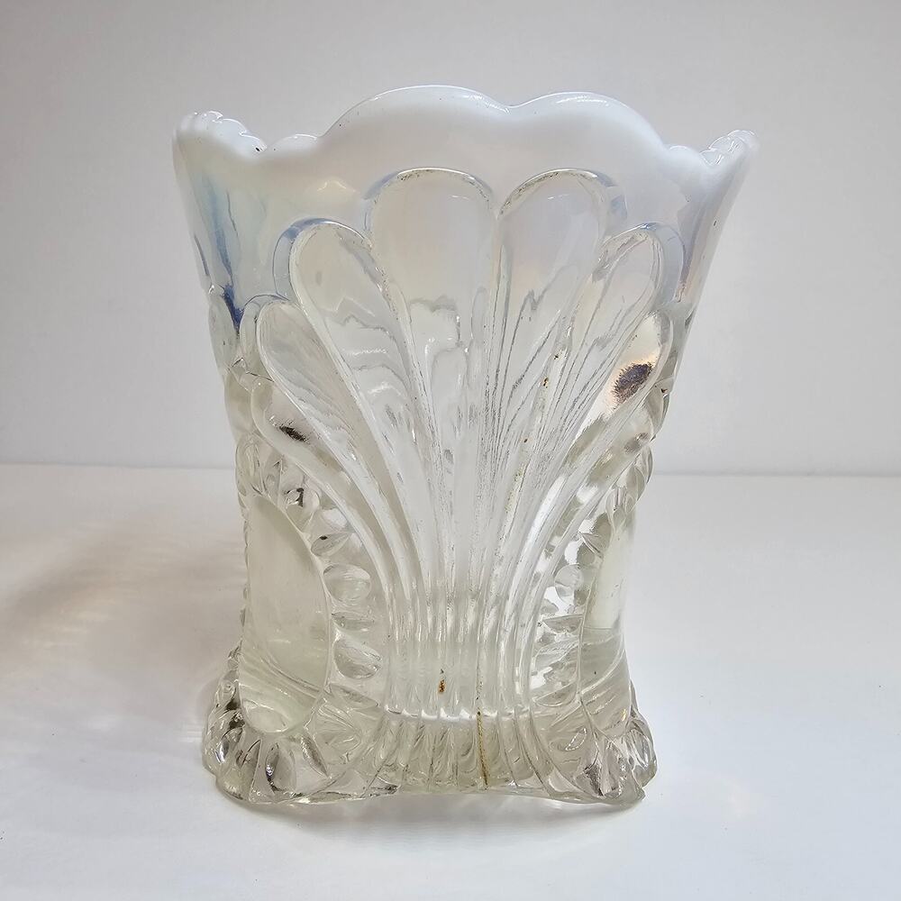 Jefferson Glass TOKYO Open Spooner Clear Opalescent Fan Pattern EAPG Antique